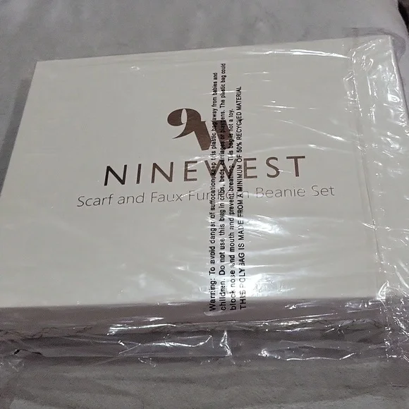 Nine West Plaid Scarf and Pom Beanie Set - Picture 5 of 5